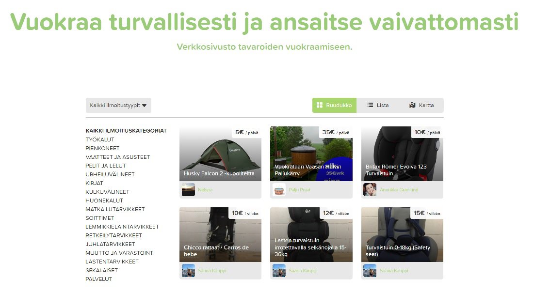 vertaisvuokraus renda